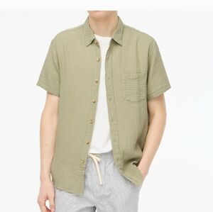 J. Crew Short-sleeve gauze Button-down Shirt Vintage Sage Green Psu Br546